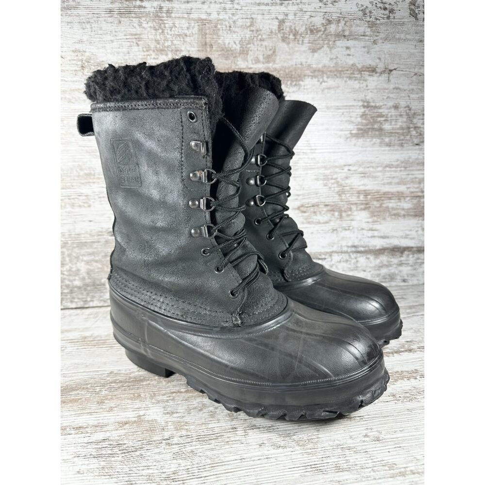 Men's LaCrosse Iceman Black Insulated Leather Snow Boots Sz 9 EUC!